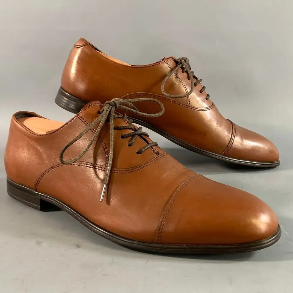 SAKS FIFTH AVENUE Size 7 Brown 40778 7 Leather Cap Toe Lace Up Shoes